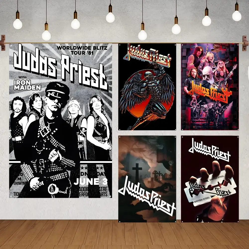 Band Music Metal Judas Priest Flags for indoor decoration with no edging and four corner rings for easy hanging