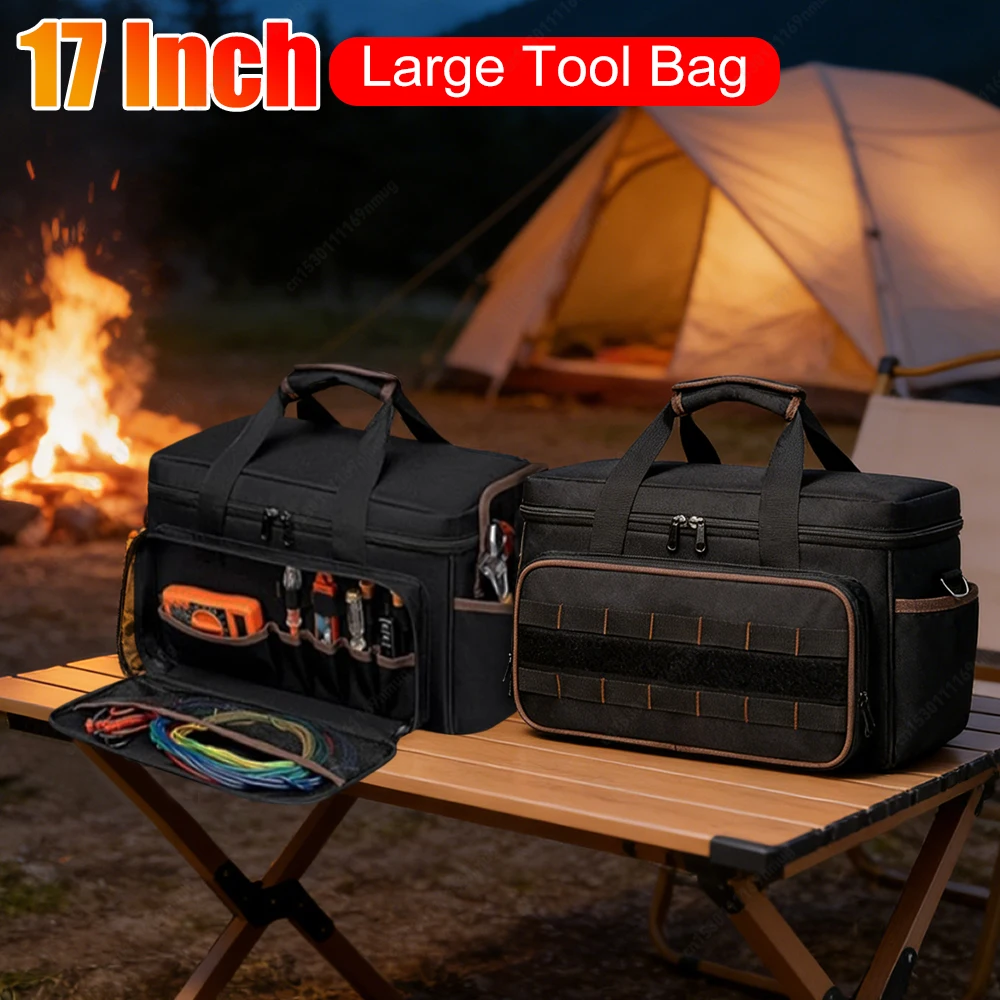 17インチ電気技師用ツールバッグ-防水大型ツールバッグオーガナイザー-高耐久ツールバッグ-電気技師、機械工、配管工、hvac用