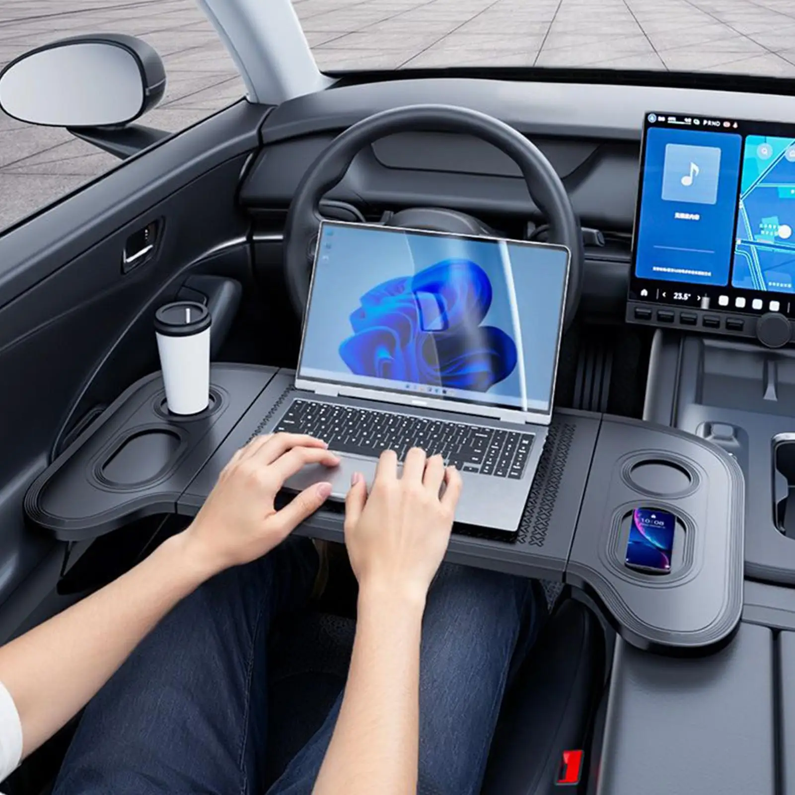 

Складной автомобильный стол для ноутбука, улучшенный поднос, подставка, стол для еды на руле для путешествий, работы, кемпинга, автомобильные аксессуары