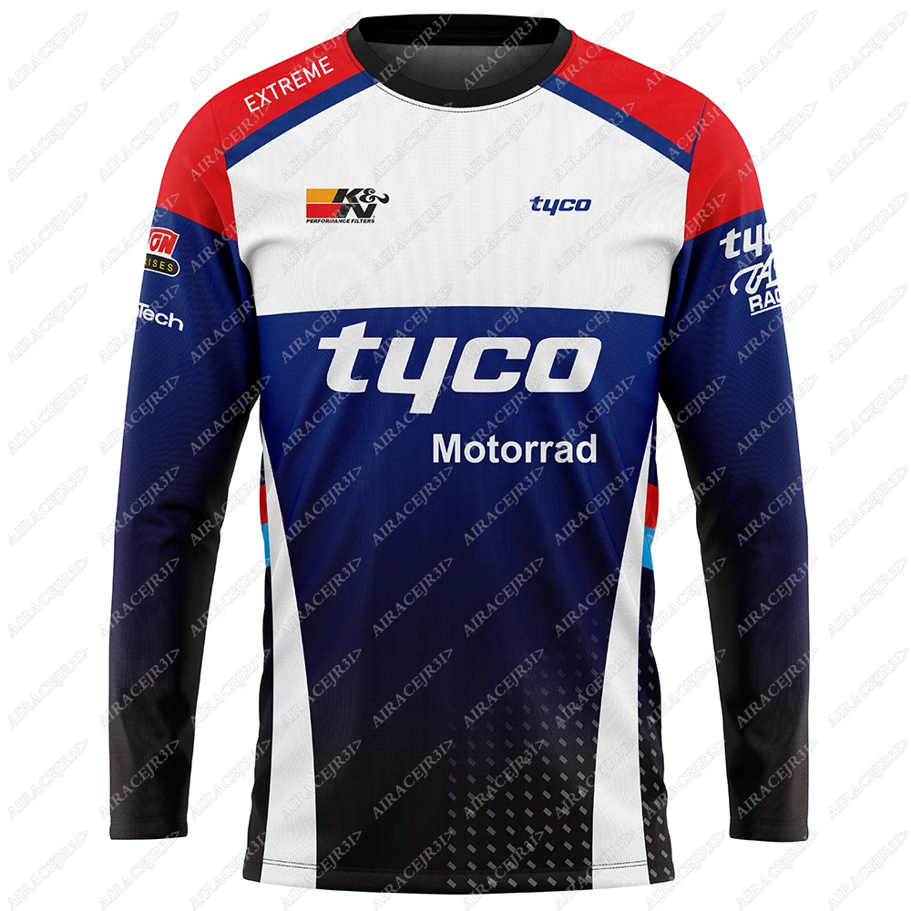 For BMW Tyco TAS Racing Motorrad Jerseys Motorcycle Motorsport Quick Dry Men Long Sleeves T-shirt Summer Breathable Anti-UV