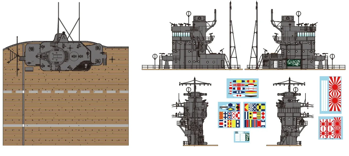 Border Model BS-002 Akagi Bridge met Flight Deck en Bridge Lighting Group 1/35 schaal assemblagemodelset