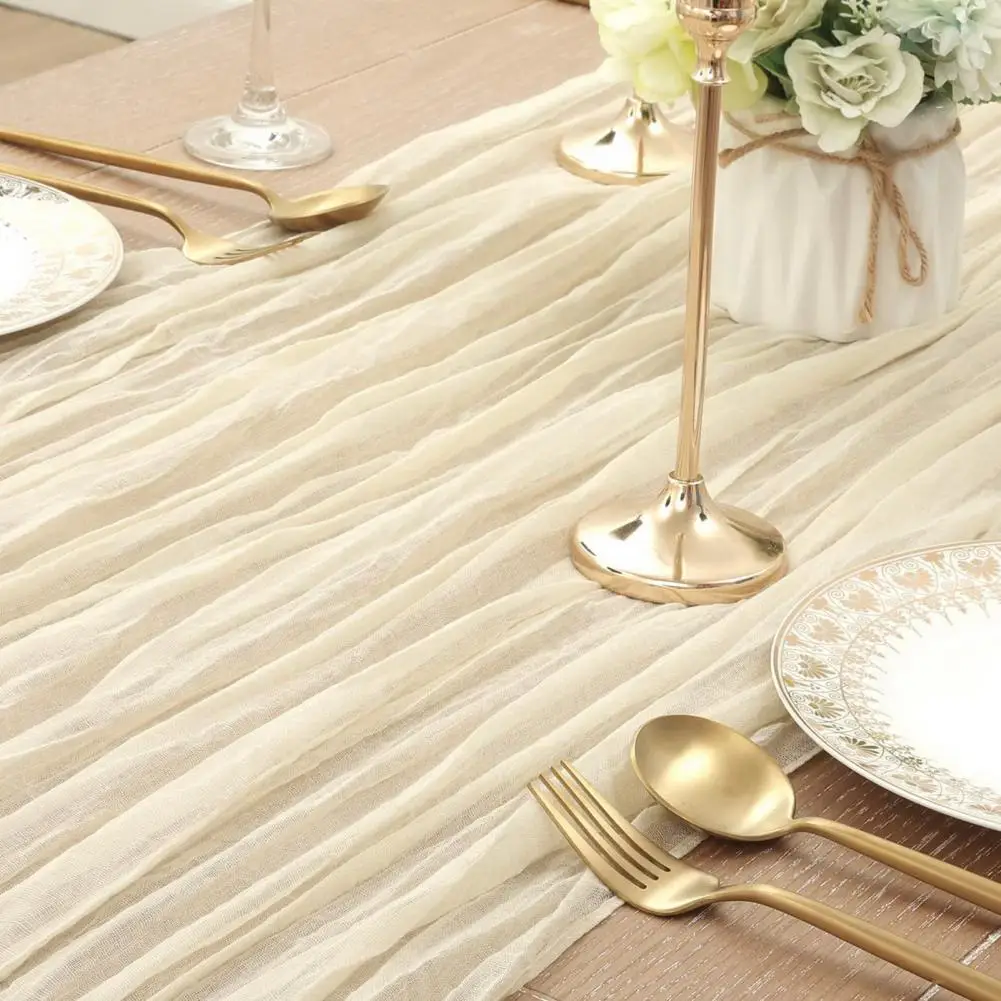 

Prom Table Runner Hand Dyed Tablecloth Bohemian Style Wedding Party Table Runner Stain-proof Gauze Decoration for Prom Banquet