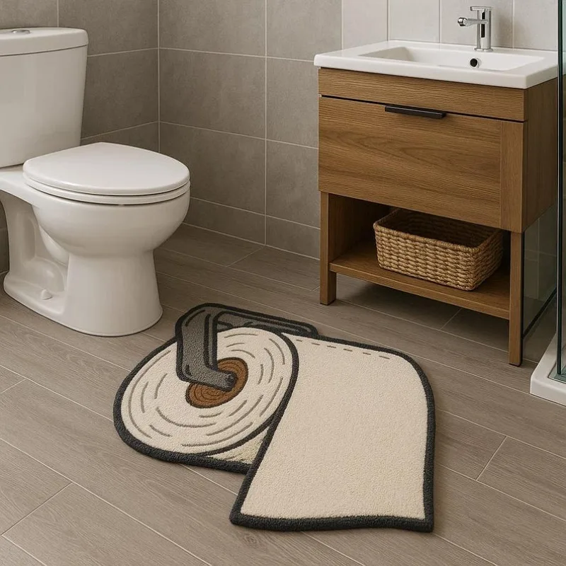 VIKAMA Funky Toilet Paper Doormat: Non-Slip, Soft, and Warm—Perfect for Entryways, Hallways, Bathrooms, and Home Decor