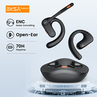 EKSA S30 Open Ear Wireless Bluetooth 5.3 Headphones with ENC Noise Cancelling Mic Air Conduction Headset 70H Playtime for Office