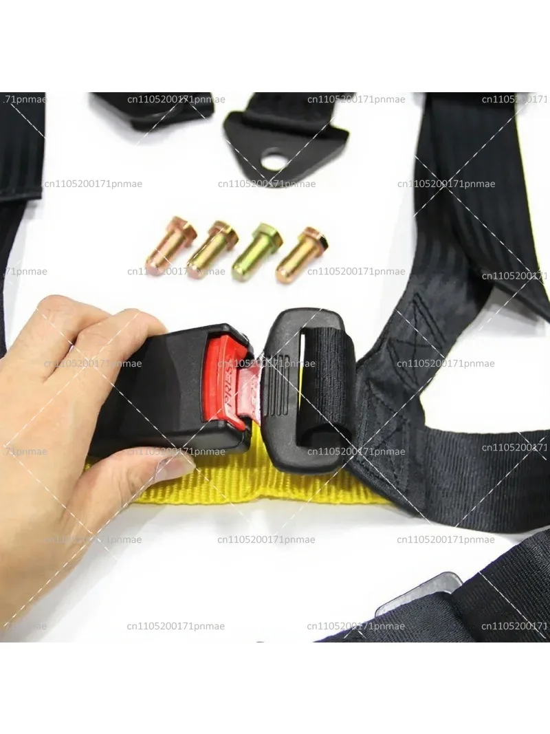 Universal 2 Inch 4 Point Racing Style Seat Belt with Green Buckle for Car Modification