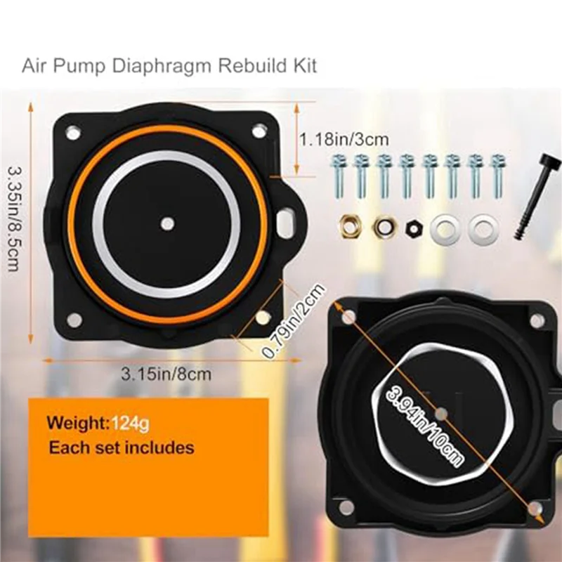 مجموعة إعادة بناء مضخة الهواء ABHU مكونة من مجموعتين متوافقة مع مهويات Hi Blow HP60/ HP-80، تتضمن 8 أغشية ومسامير ودبابيس أمان
