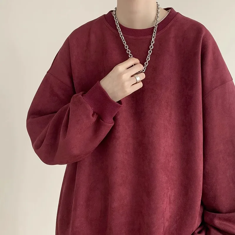 

Thickened Fleece Lined Unisex Hoodless Sweatshirt Casual Loose Fit Heavyweight Autumn Winter Jacket for Men Retro Style