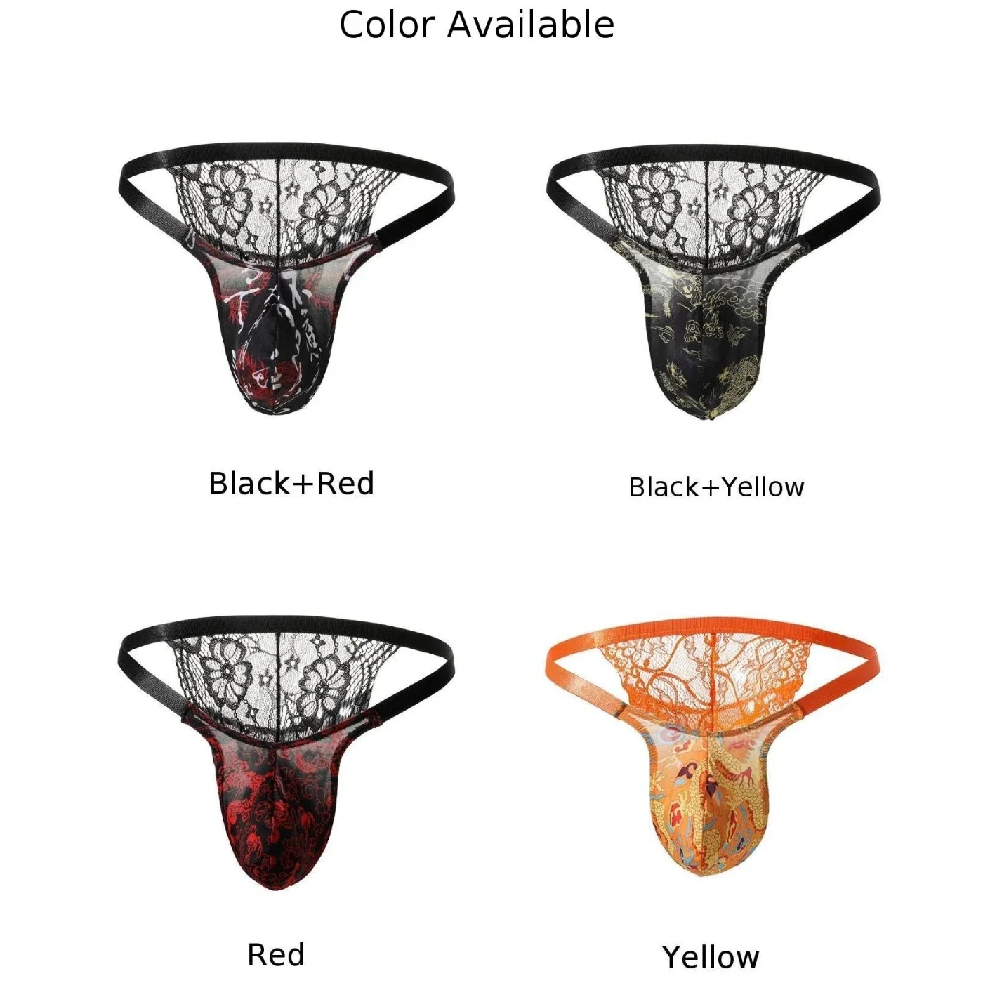 Men Elastic Sexy Briefs Gay Sissy Bulge Pouch Panties Underwear Ultra-Thin EroticThongs Low Waist Lace See Through G-string Mesh