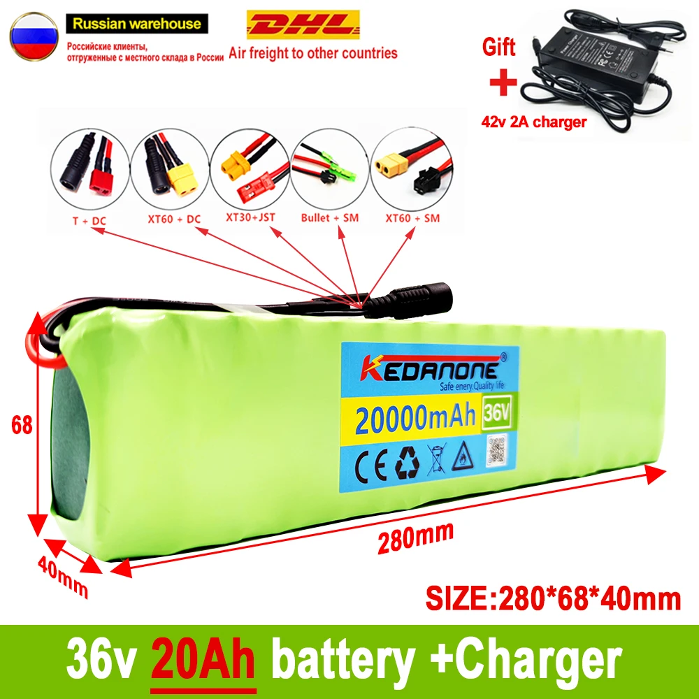 10S3P 36V 20Ah Battery ebike battery pack 18650 Li-Ion Batteries 350W 500W For High Power electric scooter Motorcycle Scooter