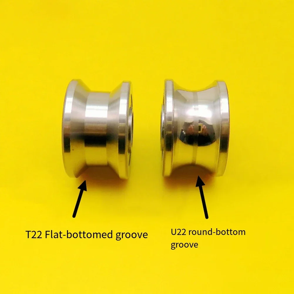 2PCS U22 T22 Groove Round Bottom Track Pulley Bearing Sliding Rollers Bearing 22.5mm 8mm/0.3in 14.5mm For Automation Equipment