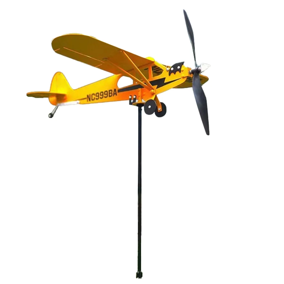 

3D Wind Rotating Metal Aircraft Weather Vane Outdoor Roof Wind Direction Indicator Weather Vane Garden Decoration,L