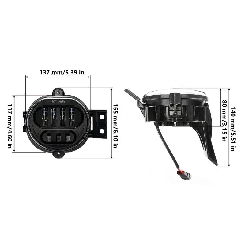 7.1 Inch Round LED Fog light for Dodge Ram 1500/2500/3500 2002-2009 /Durango 2004-2006 Fog Lamps Assembly Waterproof 6000K