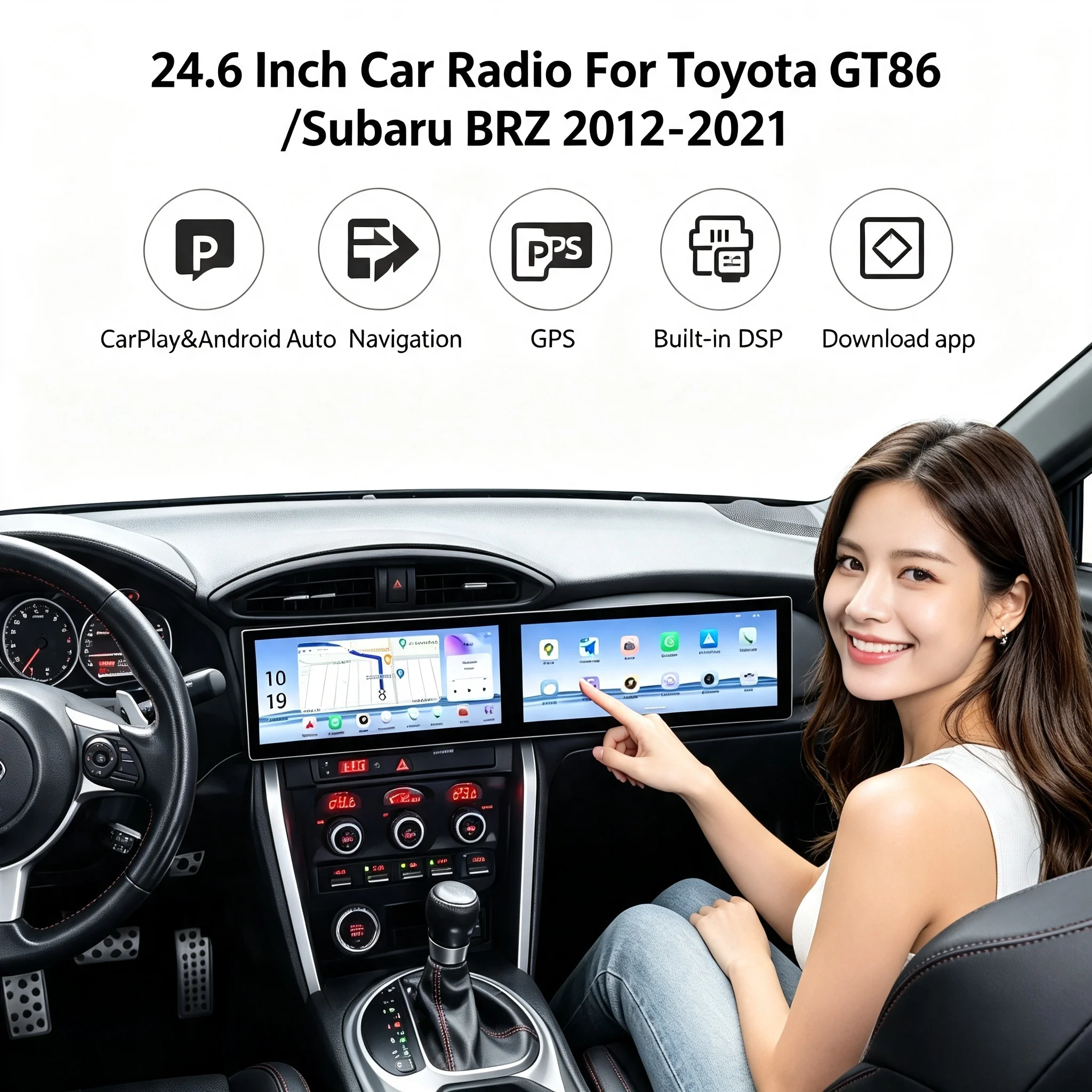 A Car Multimedia Radio LCD Touch Screen For Toyota 86 For Subaru BRZ 2012-2021 Wireless CarPlay Android GPS Navigation Head unit