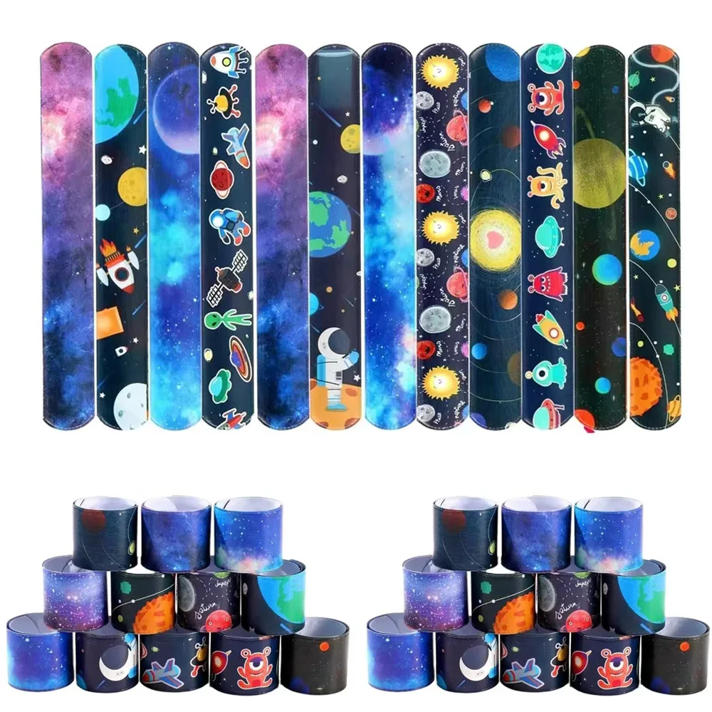 Pulseras a presión de astronauta espacial, piñata de juguete, relleno de bolsa de fiesta, banda de bofetada de bolsillo para niños, regalo para niños y niñas, recuerdos de fiesta de cumpleaños