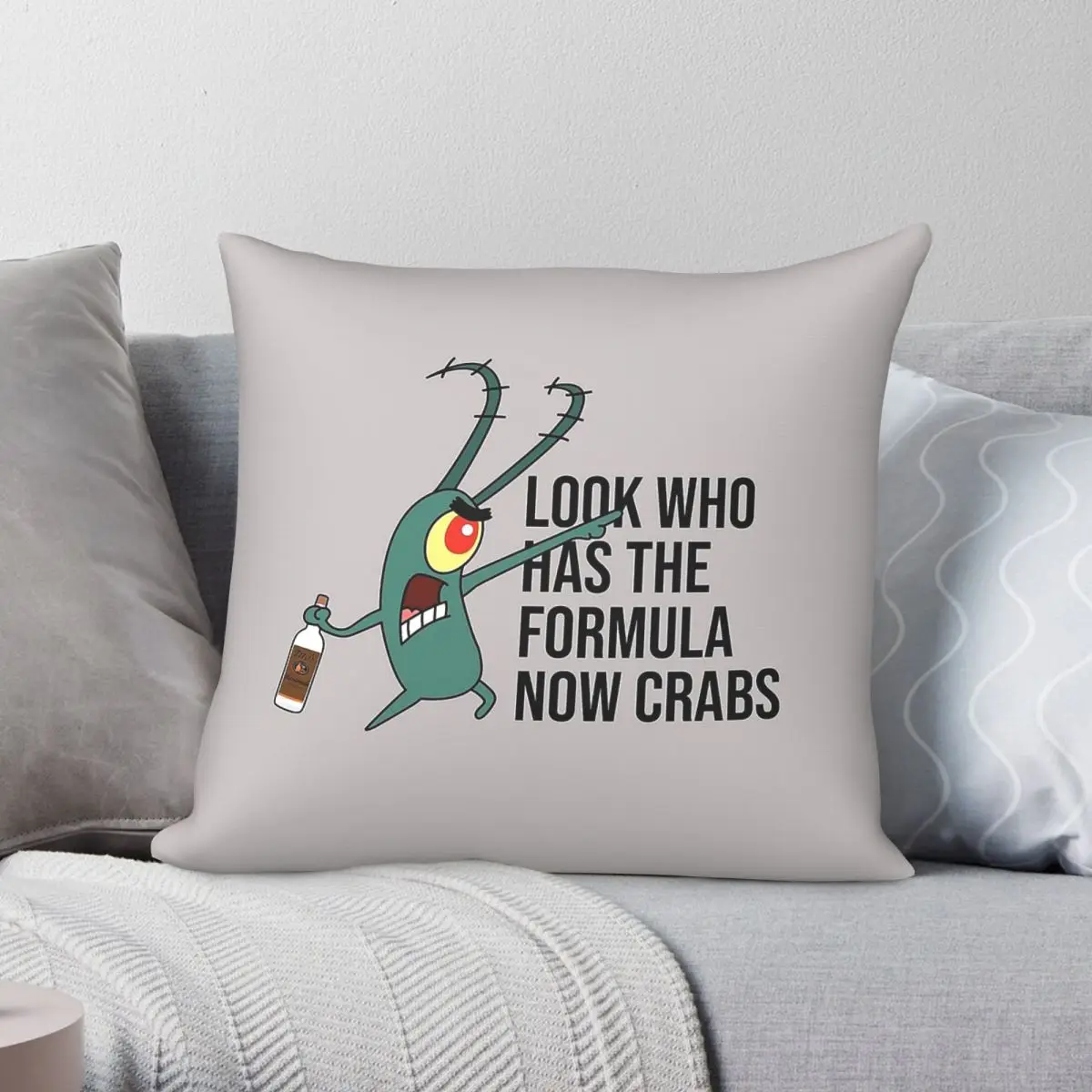 Plankton Secret Formula Drink Pillowcase Polyester Linen Velvet Creative Zip Decor Throw Pillow Case Bed Cushion Case 18
