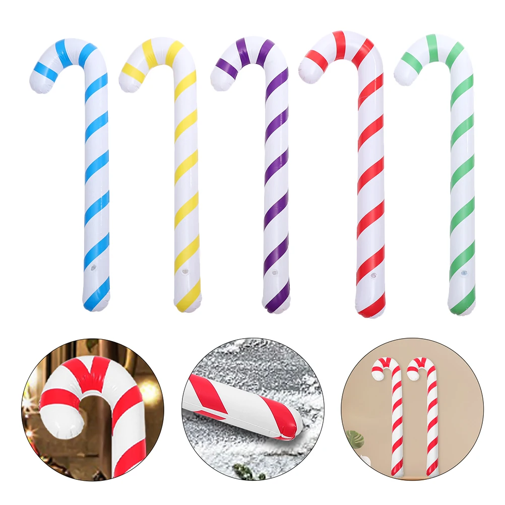 

10 Pcs Inflatable Crutches Creative Candy Canes Balloons Portable Decorations Pvc Festival Themed