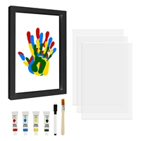 Family Handprint WoodPhoto Frame Kit Handmade Keepsake Clear Baby DIY Footprint Handprint Footprint Souvenir for Family Baby Pet