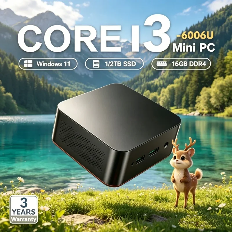 

2026 Gallant Meager MINI PC Windows 11 Pro Core I3 6006U RAM 1TB SSD WIFI 6 BT5.2 4K HD Refulgent Soft Gaming Home
