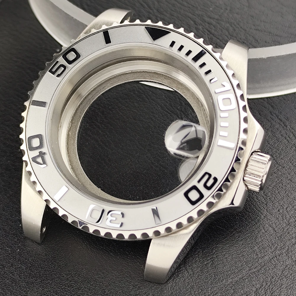 Silver 40mm GMT Watch Case Dual Direction Rotating Bezel Waterproof Fit NH35 NH36 Automatic Movement Watch Modification Accessor