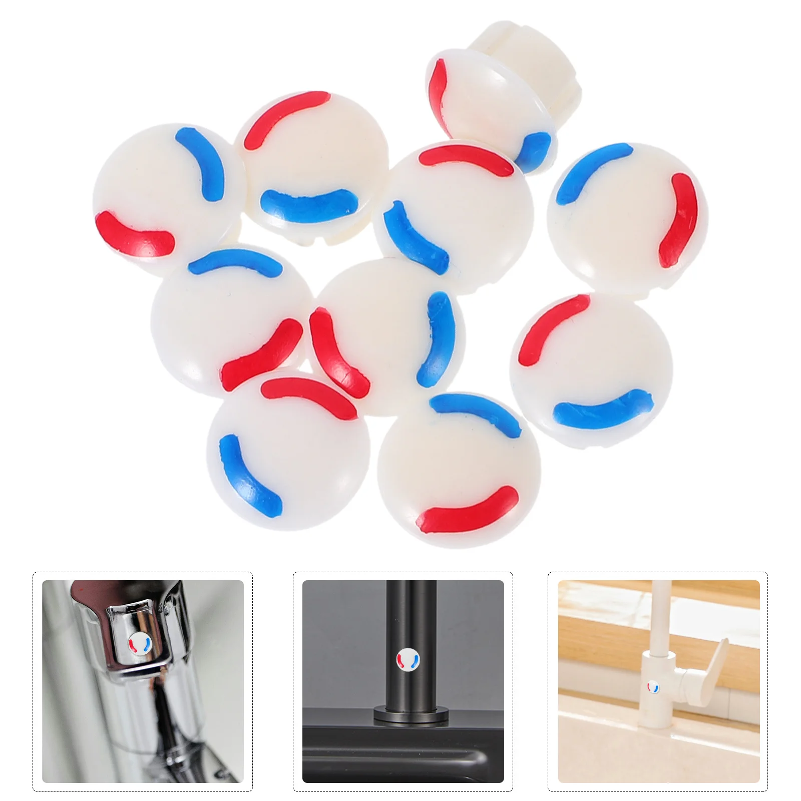 

10pcs Water Accessories Hot Cold Labels For Sink Bathroom Hotel Hot Cold Water Label Plastic Tags Replacement Parts