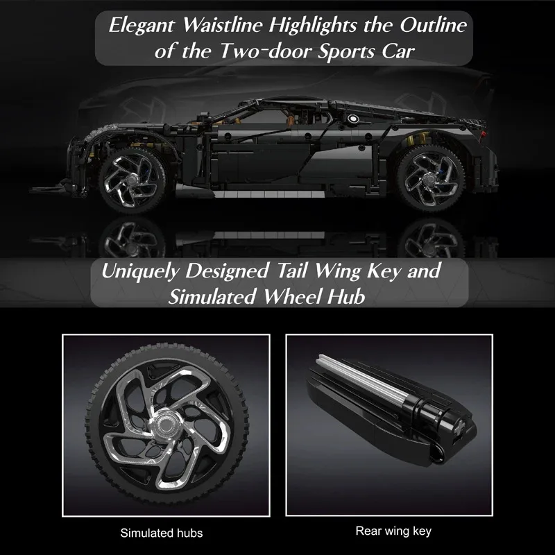 قالب King 13163 سيارة فنية بنة التحكم عن بعد La Voiture Noire نموذج سيارة رياضية لعب الاطفال هدايا عيد الميلاد #3