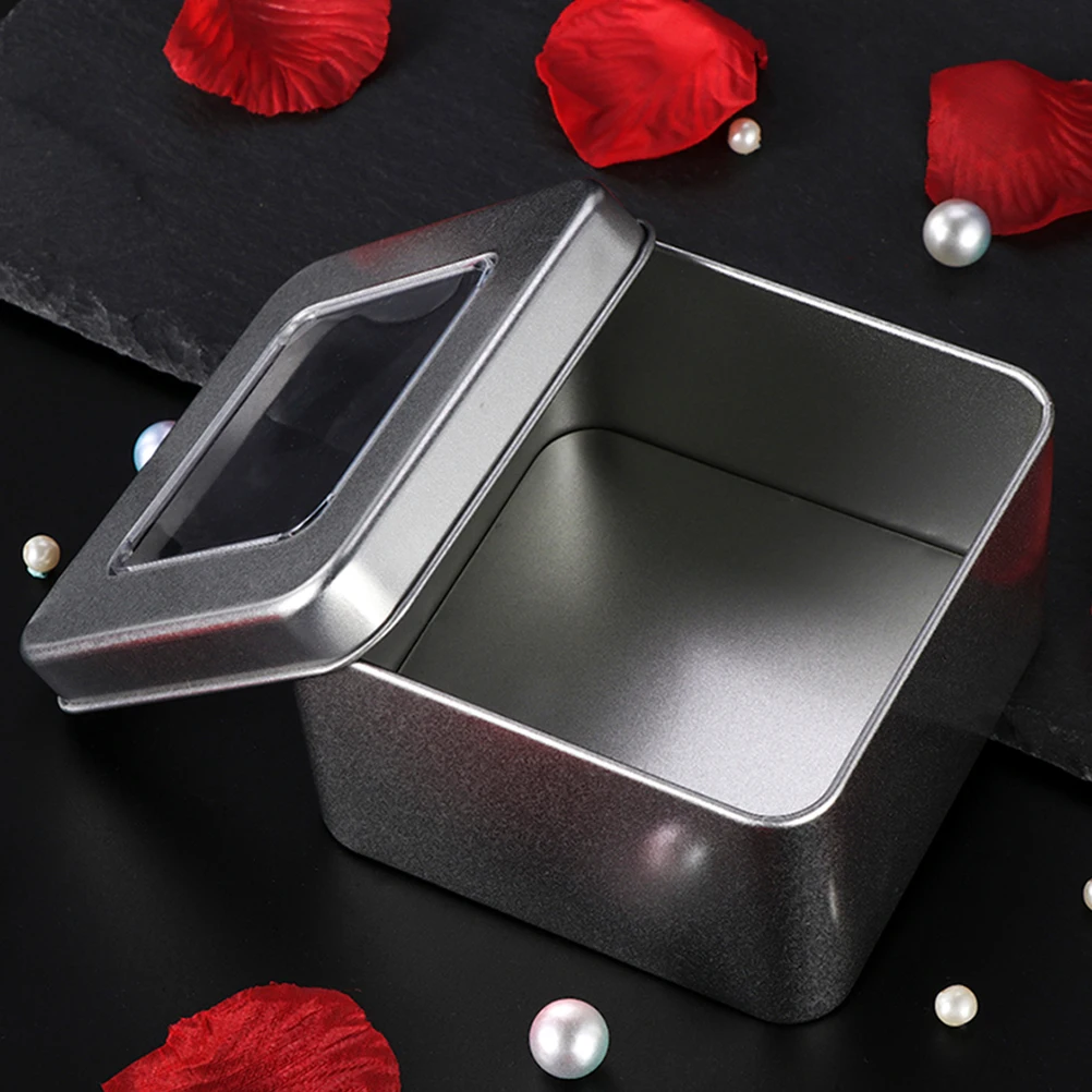 

2pcs Tinplate Boxes Iron Storage Cans For Candies Candles Jewelry Gift Holders Small Tin Containers Silver Color Portable