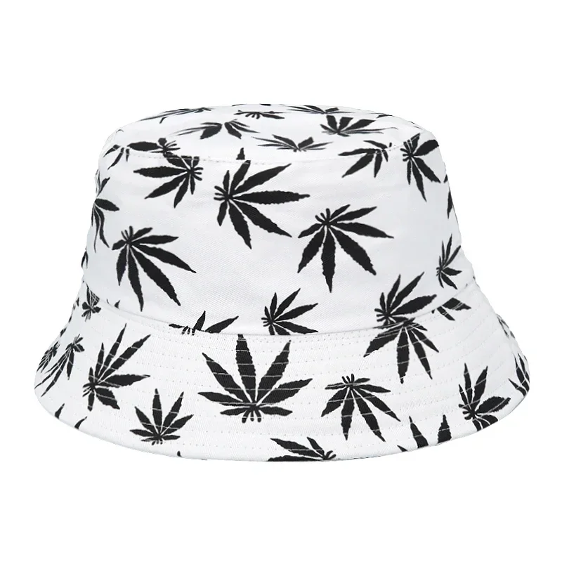 2024 Fashion Summer Autumn Sun Bucket Hats Women Men Buckets Caps Weed Print Hat Fisherman Sunscreen Hats For Ladies