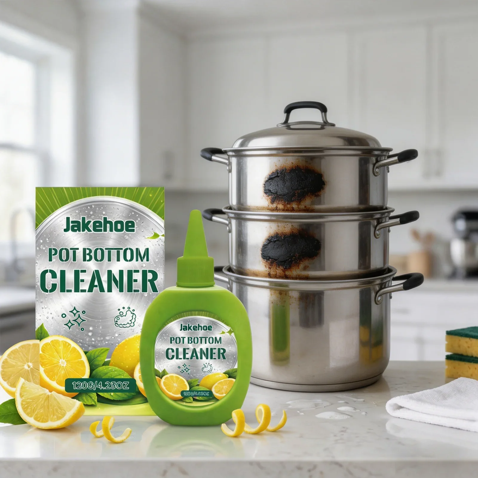 Jakehoe Bottom Of Pot Cleaner Heavy Grease Black Stain Remover For Iron Pots Household Cookware External Dirt Cleaning Agent