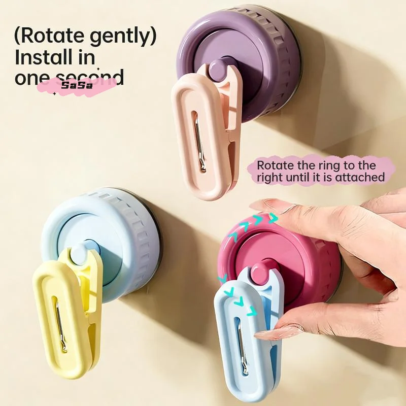 S-Waterproof Rotating Suction Cup Storage Clip No Drill Seamless Hook Glove Hanger Strong Load Bearing Holder Organizer Bath view 2