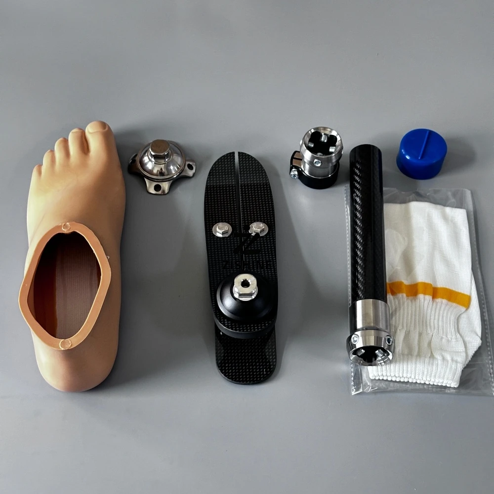 High Configuration Carbon Fiber Prosthetic Foot Kit Titanium Adapters 22cm Tube Foot Shell Socks Artificial Leg Components