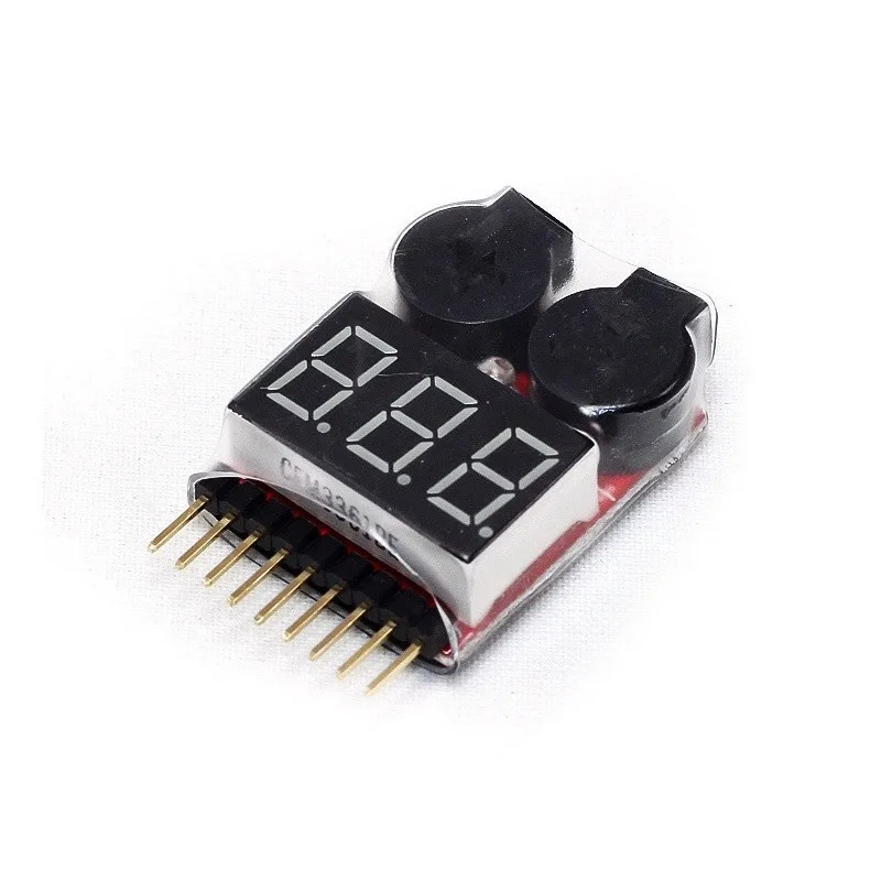 BX100 1-8S 2 en 1 medidor de voltaje de batería probador pantalla de potencia alarma baja zumbador Monitor comprobador para RC coche Drone avión pieza de juguete