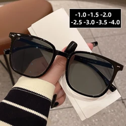 Fashion Outdoor Myopia Sunglasses Women Square Frame Eyeglasses Minus Diopter Eyeglasses UV400 Sun Shades Goggles -1.0 -1.5 -2.0