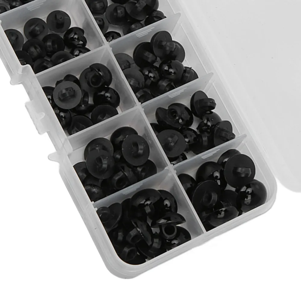 100PCS Accessories Multi Sizes Safety Eyes Black Round Eyes Resin Crafting Eyes Buttons