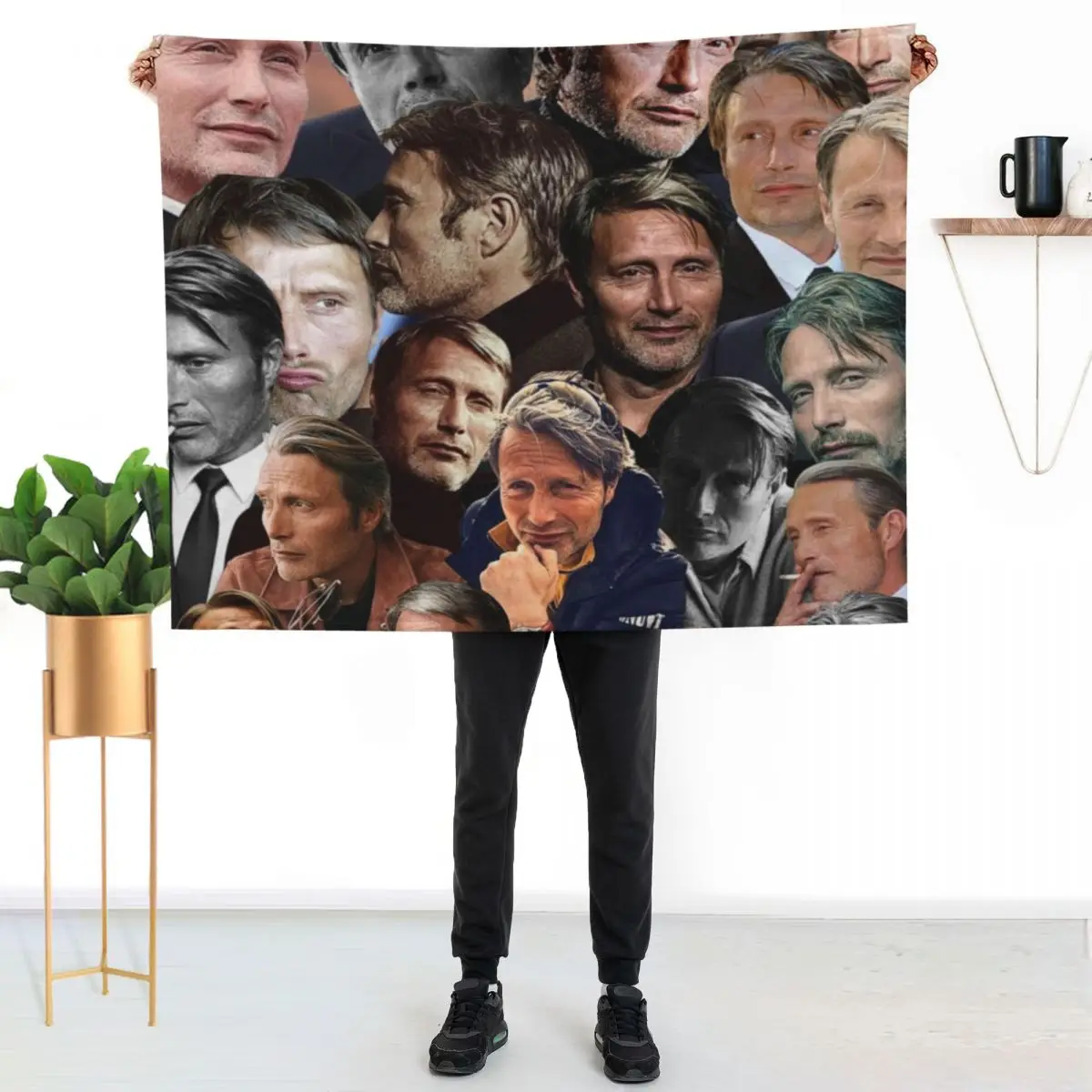mads mikkelsen photo collage Throw Blanket Camping for sofa Loose decorative blankets ands Picnic Blankets