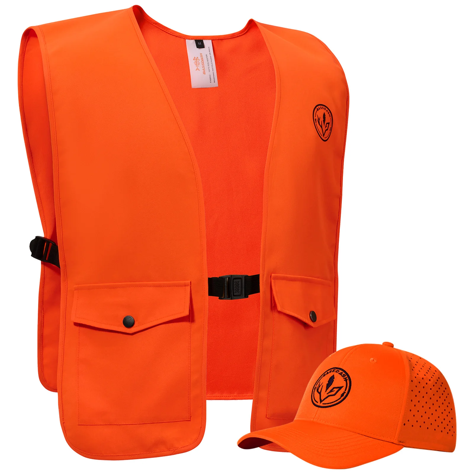 bassdash-blaze-gilet-di-sicurezza-da-caccia-arancione-e-cappello-da-baseball-unisex-altamente-visibile-resistente-all'acqua-ad-asciugatura-rapida-per-l'escursionismo-da-pesca
