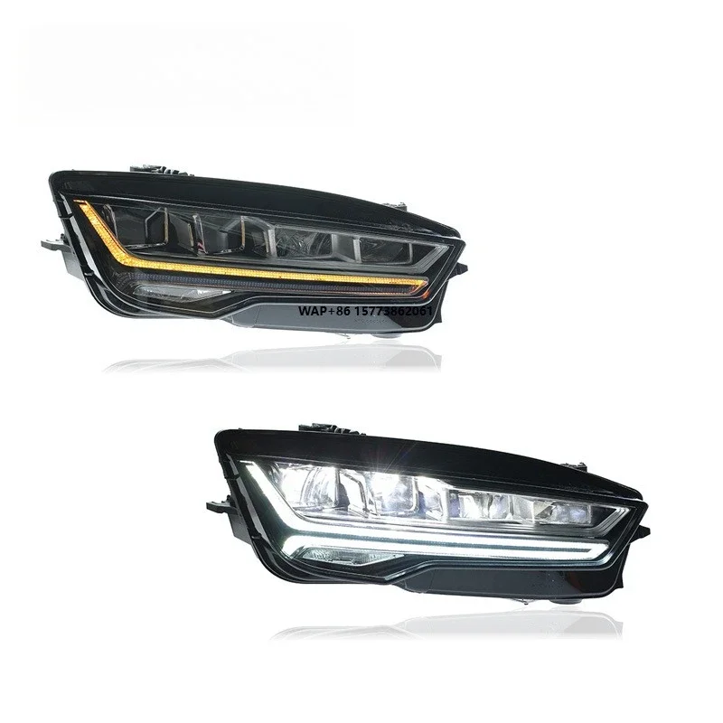 

1 Unit for 11-18 Models of A7 Headlight Assembly Modified with New RS7 Daytime Running Light LED Lens Flow Light Steering