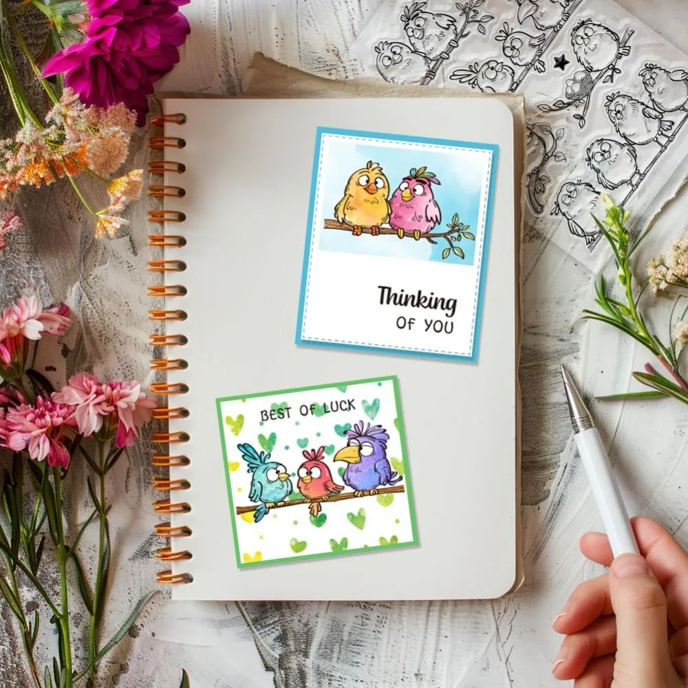 Funny Birds Branches Clear Stamps Cartoon Animals Silicone Clear Stamp Seals Transparent Stamps for DIY Scrapbooking