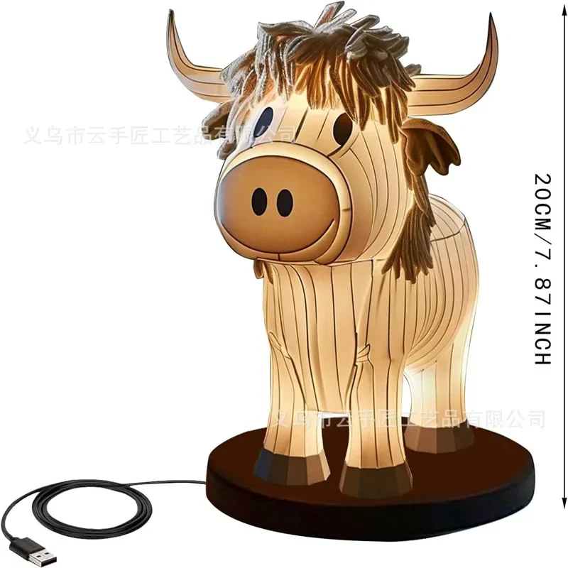 

Animal Table Lamp, Creative Resin Home Furnishing Bedside Luminous Niu Head Table Lamp Ornament