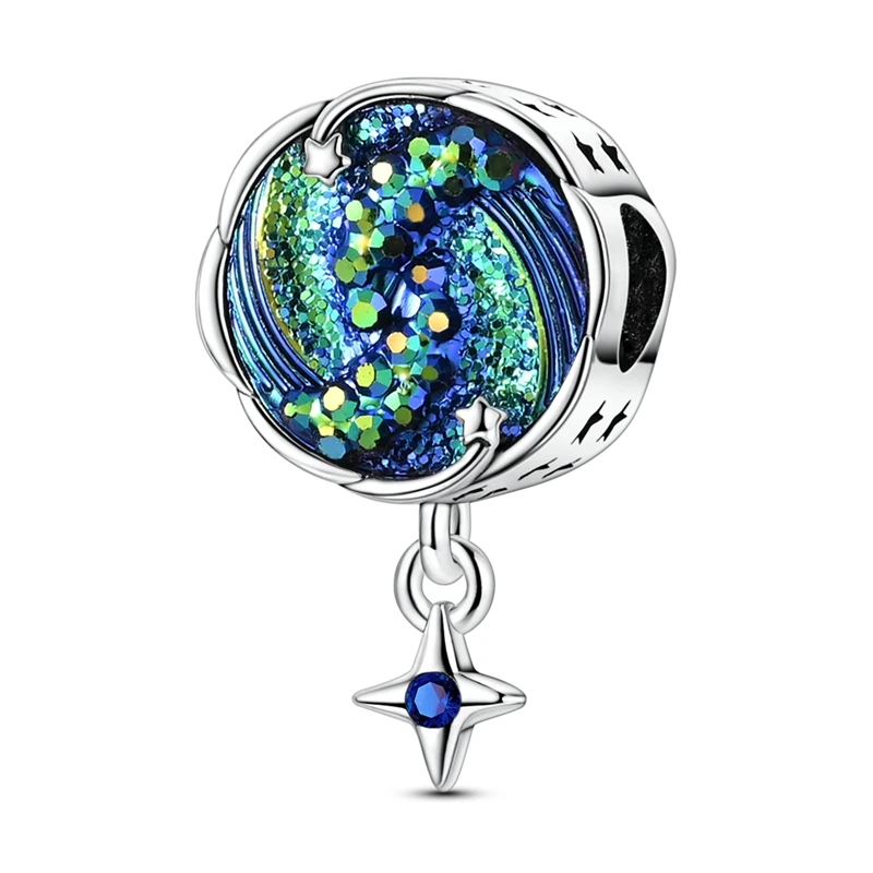 925 Sterling Silver Cosmic Nebula Charms Beads Dangle Fit 3mm Original Bracelet DIY Women Birthday Party Jewelry