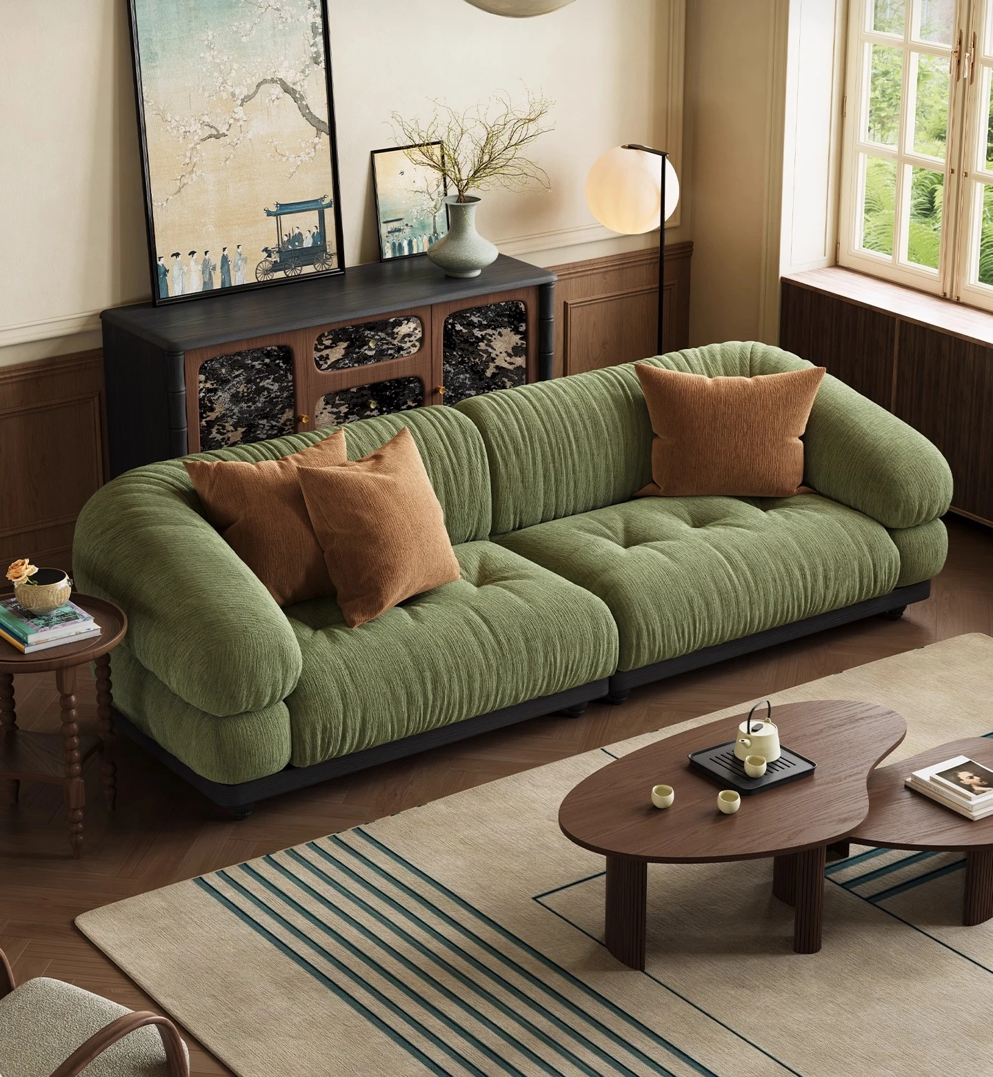 Small apartment straight row one-character fabric sofa household living room