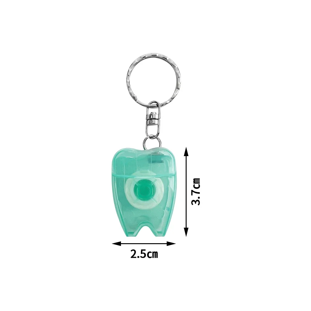 Portable Tooth-shaped Dental Floss Box Keychain for Gum Care, Teeth Cleaning, Oral Care, Dental Clinic Gifts, Easy to Carry for