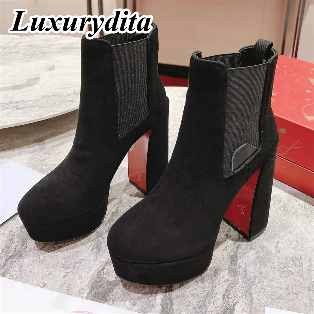 

Top Quality Womens High Heel Boots Luxury Fashion Women Ankle Boots Designer Red heel leather sole over the knee boots 0707
