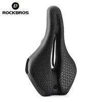ROCKBROS-sillín de bicicleta hueco, transpirable, a prueba de golpes, asiento de ciclismo, cojín de cuero antideslizante de PU, ligero, para bicicleta de montaña y carretera