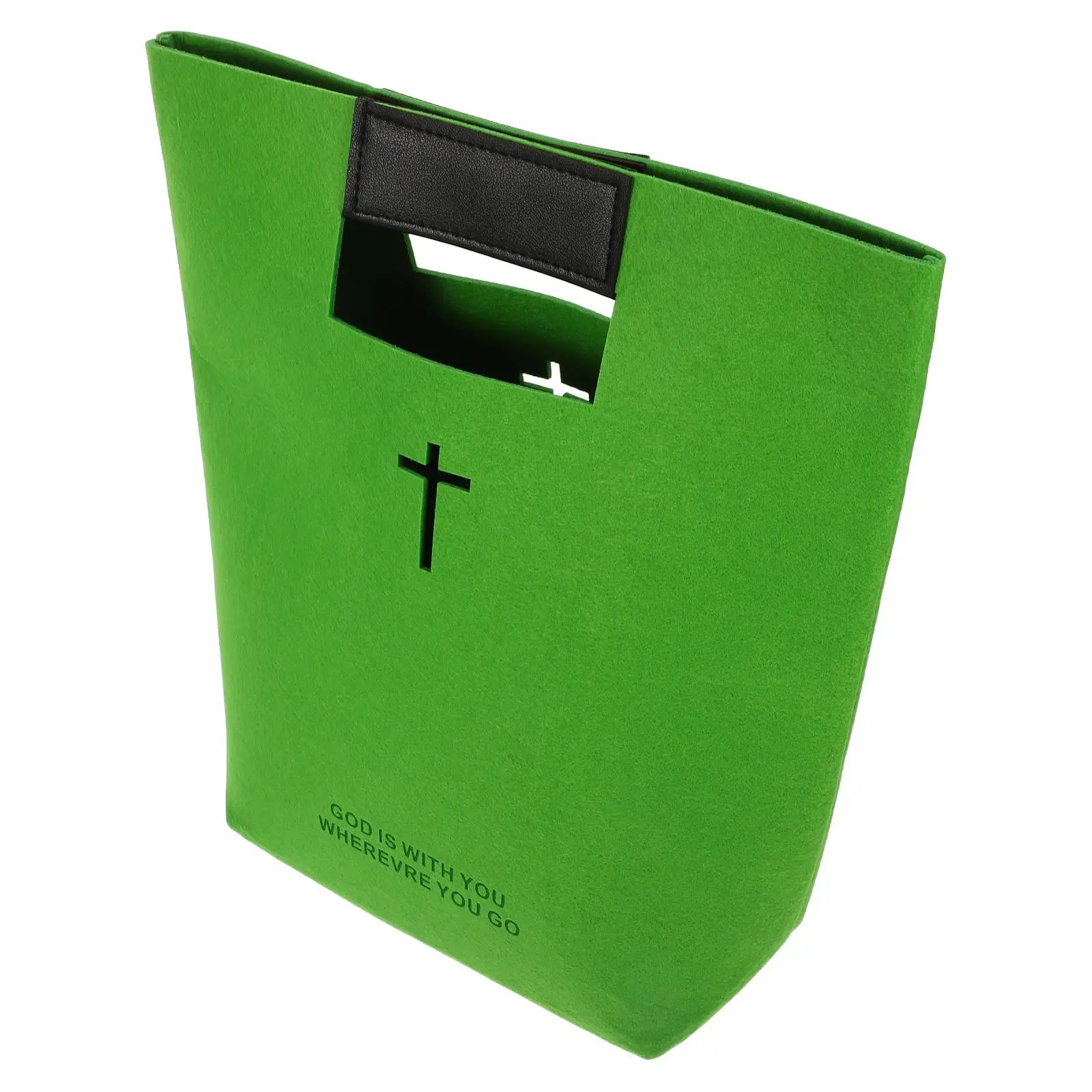 

Bible Storage Bag Large Capacity Felt Handbag Green Shopping Tote Cross Design Bible Carrying Case Christian Gift Church