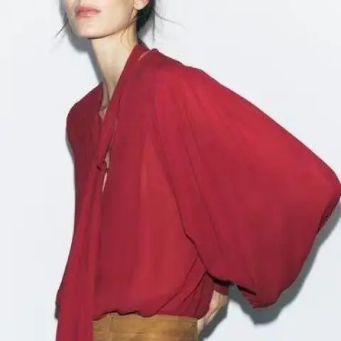 

Spring New Arrival Women's irt Simple Elegance Long Sve Knot Decorated Versatile Top Commute Sle Loose Fit