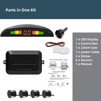 Hippcron Car LED Parking Sensor Kit Backlight Display Reverse Backup Radar Monitor System with 4 Sensors 22mm 6