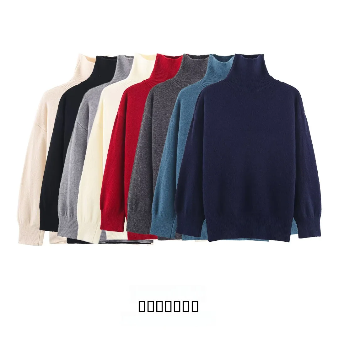 

KASLEAD новый женский модный свободный трикотаж с высоким воротником, разноцветный цветной Sli, универсальный свитер из полиэфирного волокна