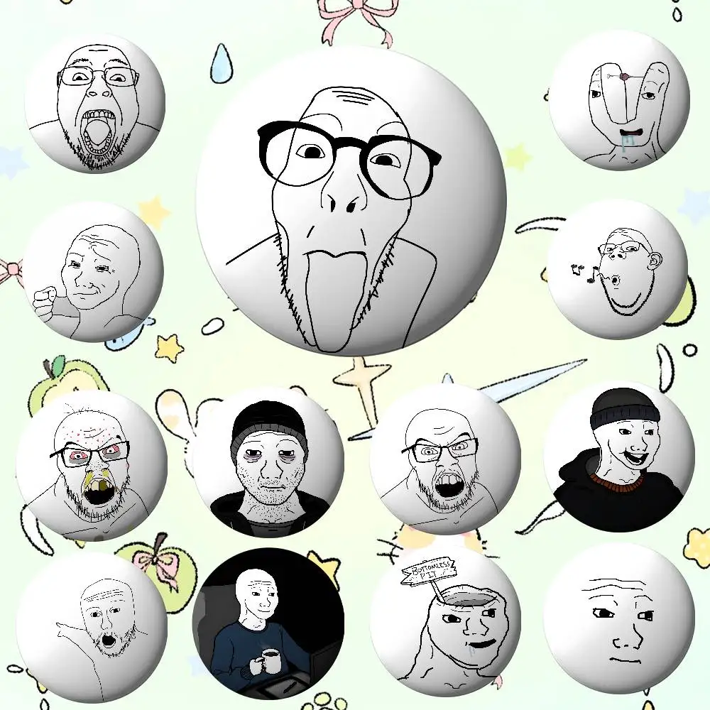 

Wojak Funny Soyjak Badges Cartoon Lapel Pins Breastpin Badge Fans' Trinkets Presents People Backpack Adornments Jewelry Bits