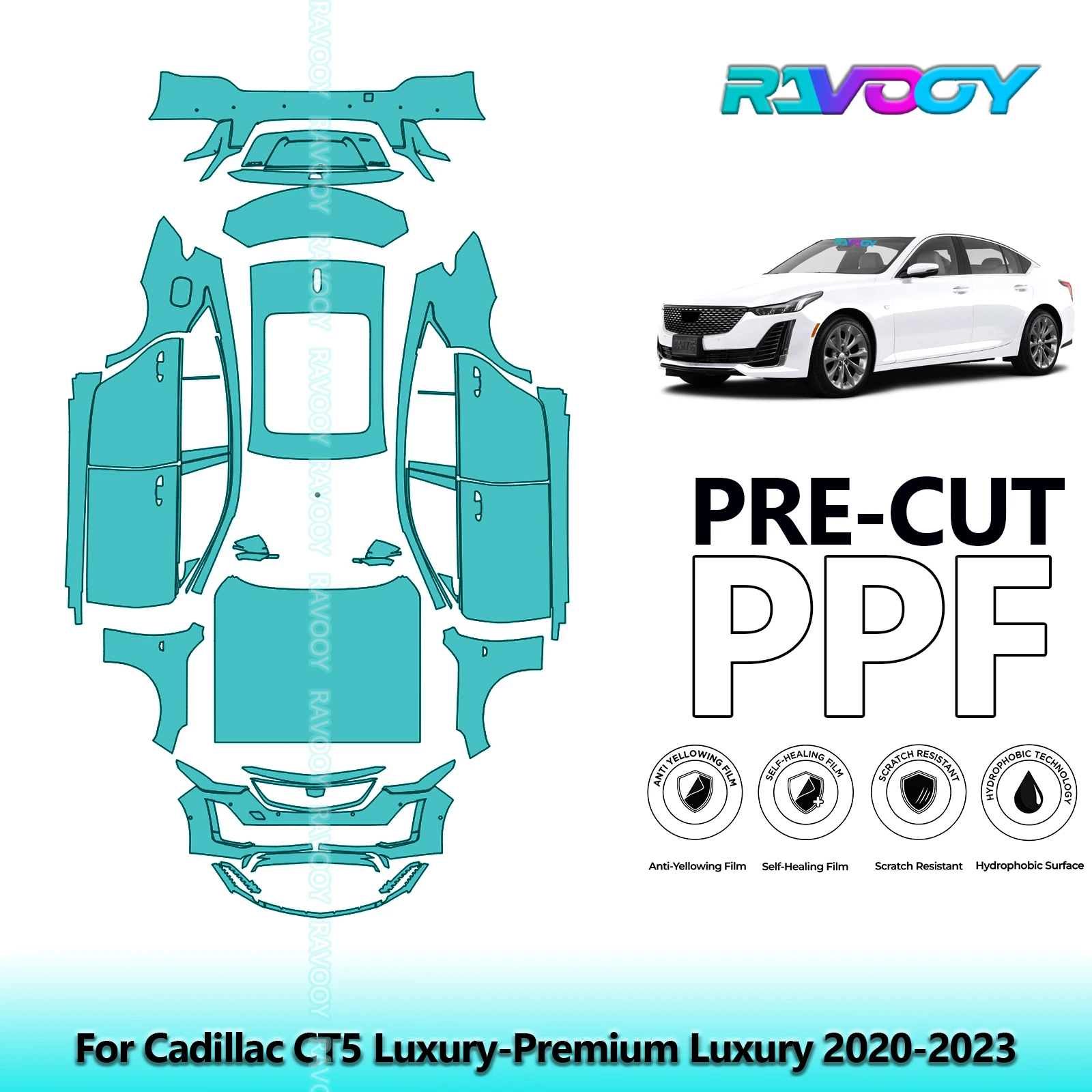 

Car Precut PPF Paint Protection Film Full Vehicle For Cadillac CT5 Luxury-Premium Luxury 2020-2023