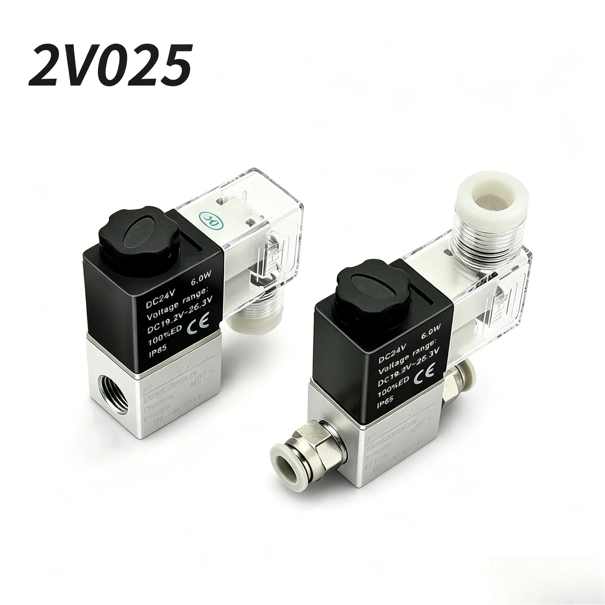 2V025-08 One in And One Out Reversing Solenoid Valve DC24v Cylinder Electronic Switch Normally Closed Control Valve AC220V